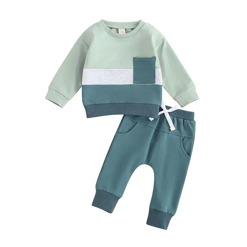 2PCS  Warm Sweatshirts and Long Pants Baby Tracksuit