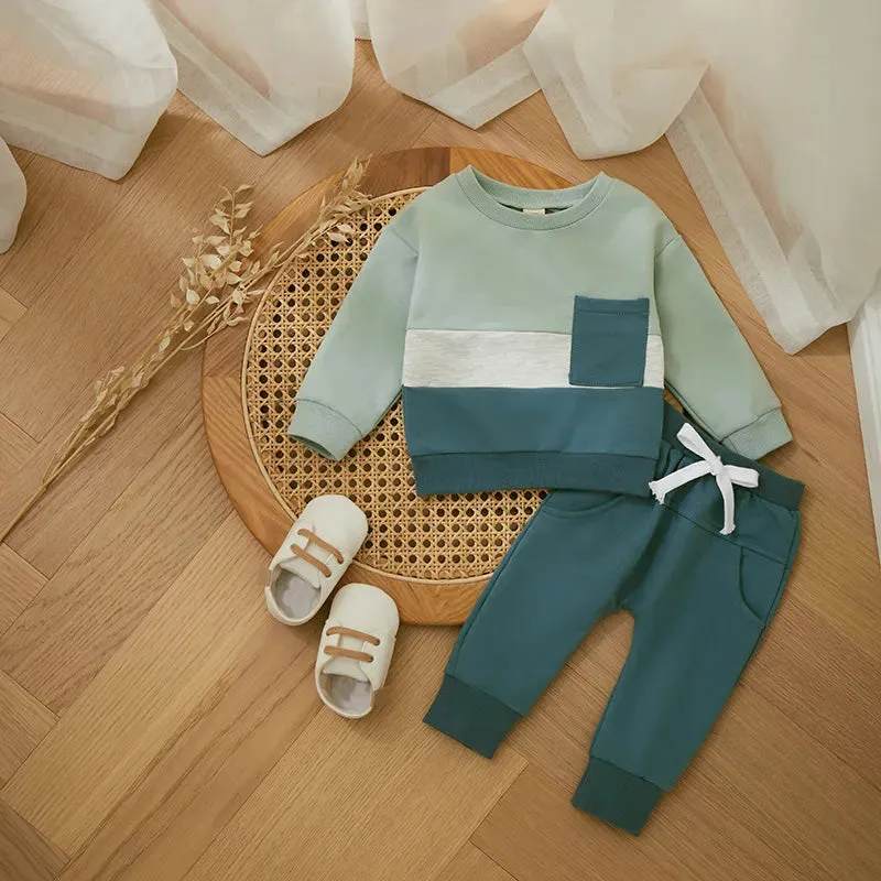 2PCS  Warm Sweatshirts and Long Pants Baby Tracksuit