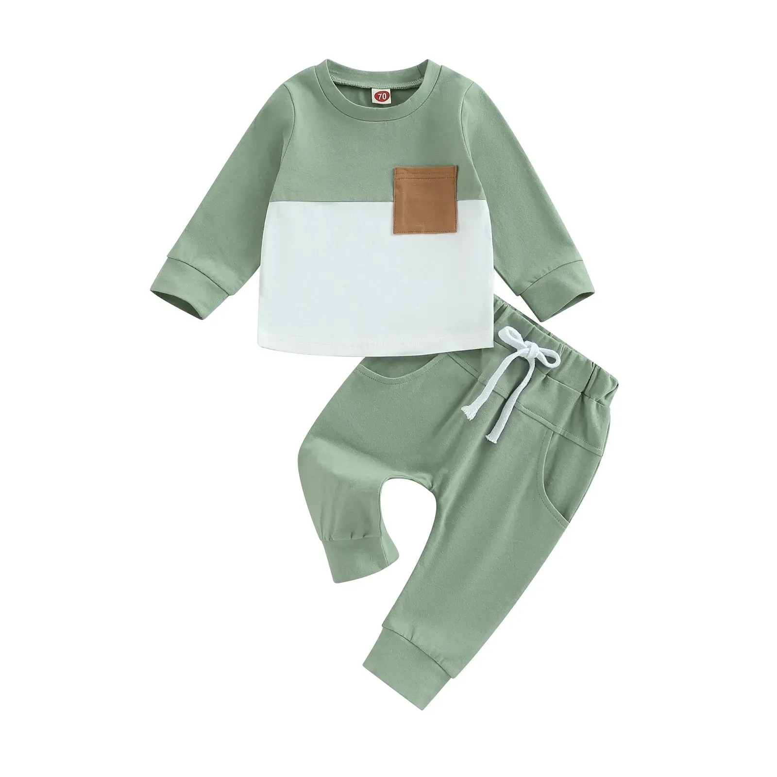 2PCS  Warm Sweatshirts and Long Pants Baby Tracksuit