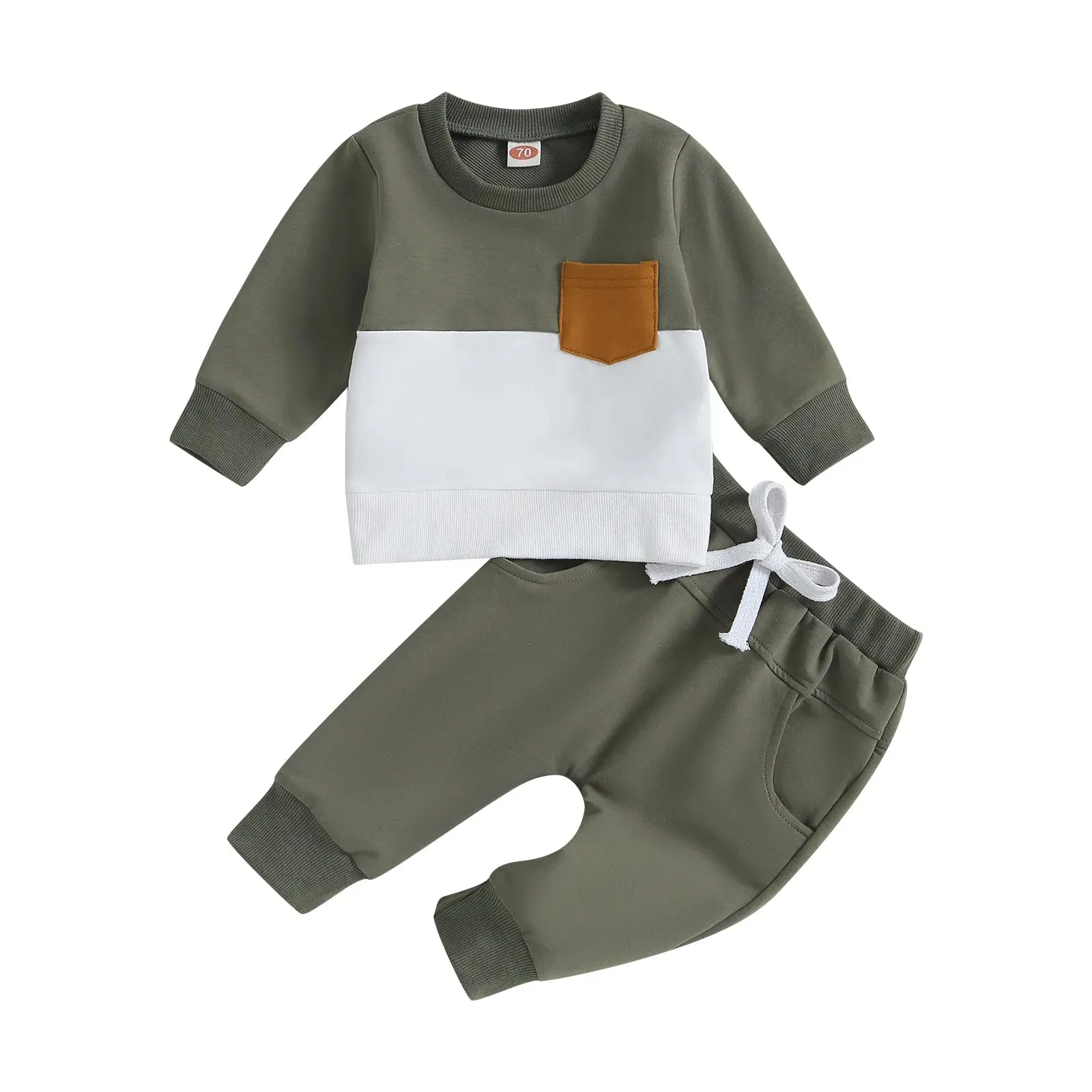 2PCS  Warm Sweatshirts and Long Pants Baby Tracksuit