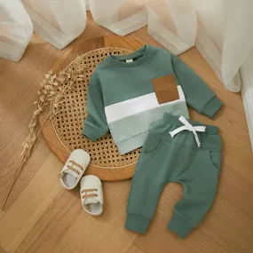 2PCS  Warm Sweatshirts and Long Pants Baby Tracksuit
