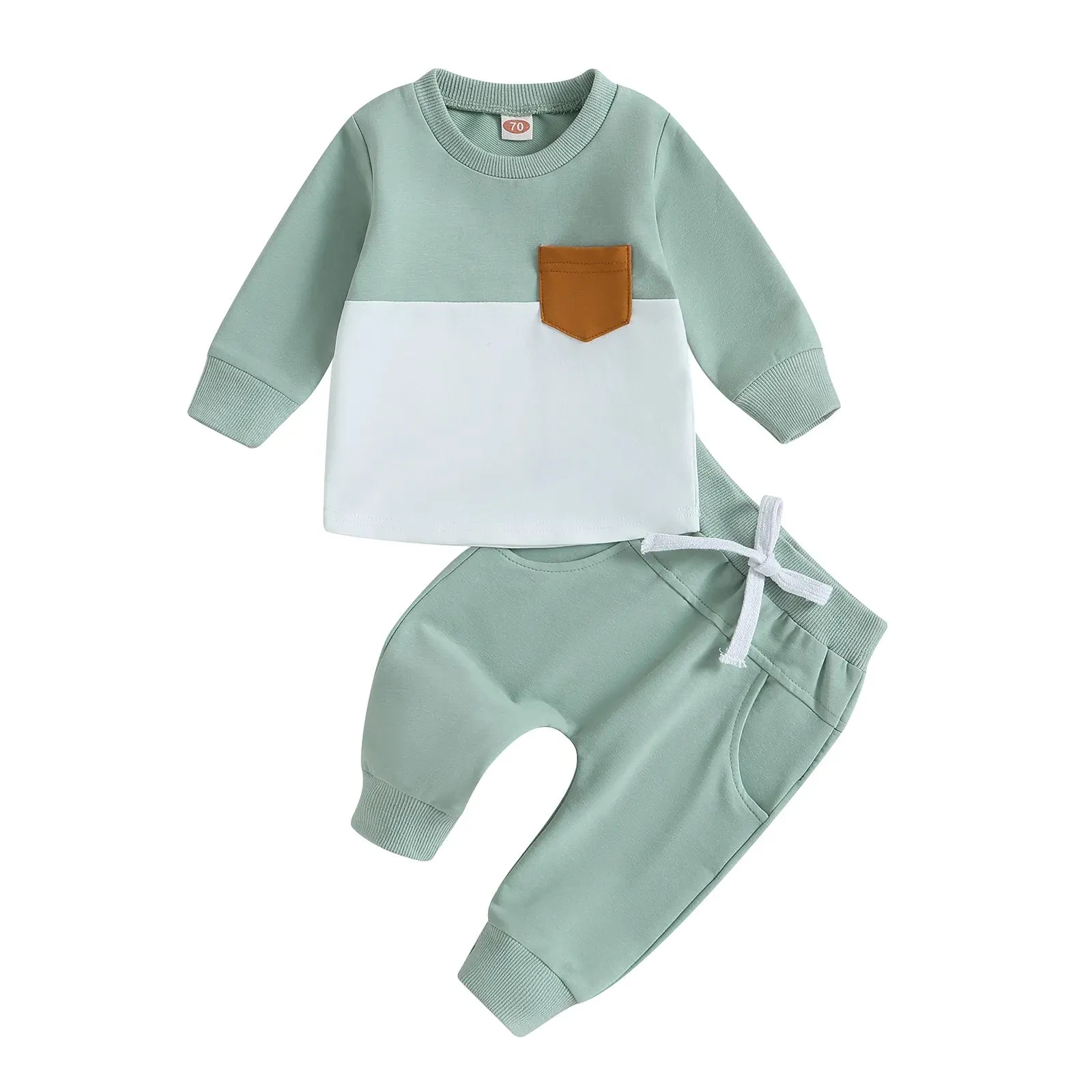 2PCS  Warm Sweatshirts and Long Pants Baby Tracksuit