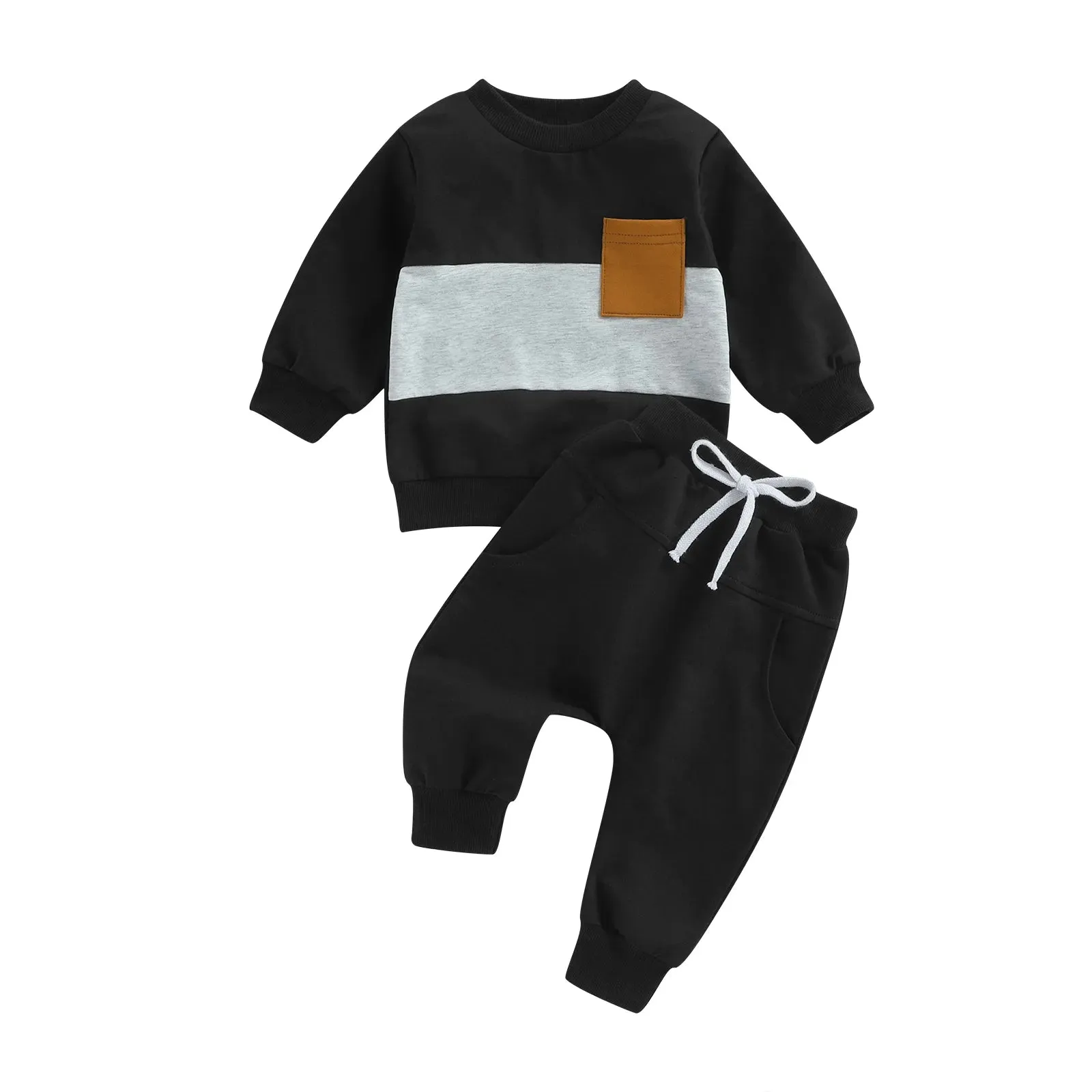 2PCS  Warm Sweatshirts and Long Pants Baby Tracksuit