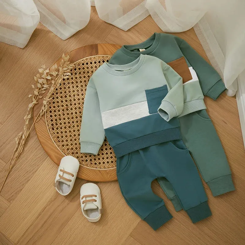 2PCS  Warm Sweatshirts and Long Pants Baby Tracksuit