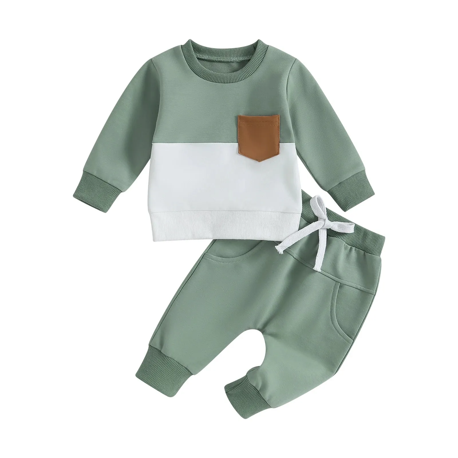 2PCS  Warm Sweatshirts and Long Pants Baby Tracksuit