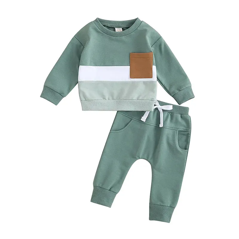 2PCS  Warm Sweatshirts and Long Pants Baby Tracksuit