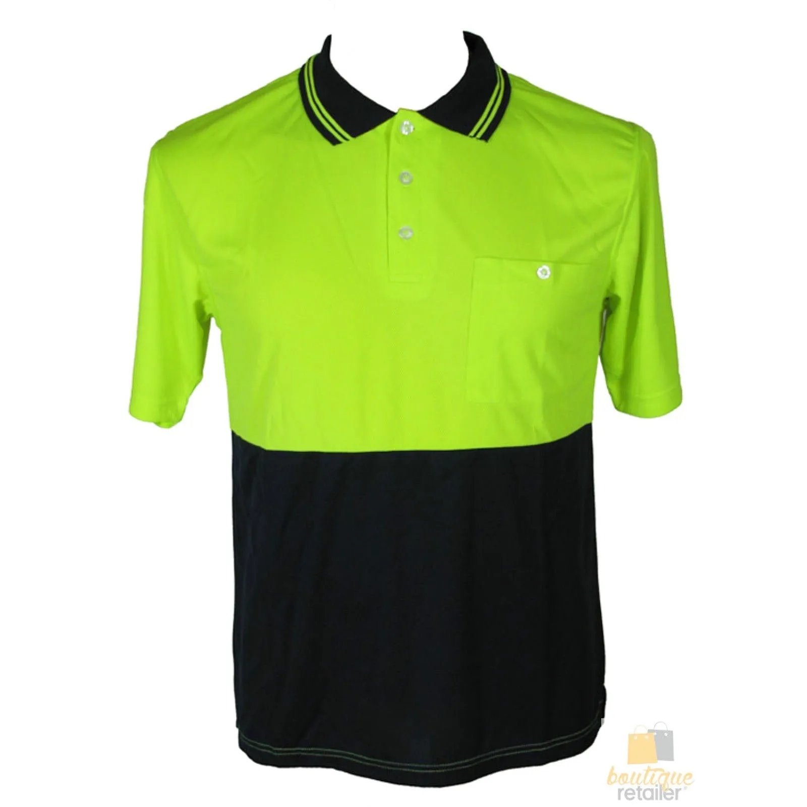 3x HI VIS Polo Shirt Top Tee Safety Workwear Short Sleeve Breathable Mesh BULK