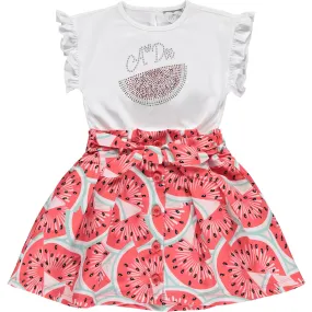 A DEE - Elena Watermelon Mixed Dress - White