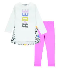 A DEE - Newspaper Back Legging Set - White