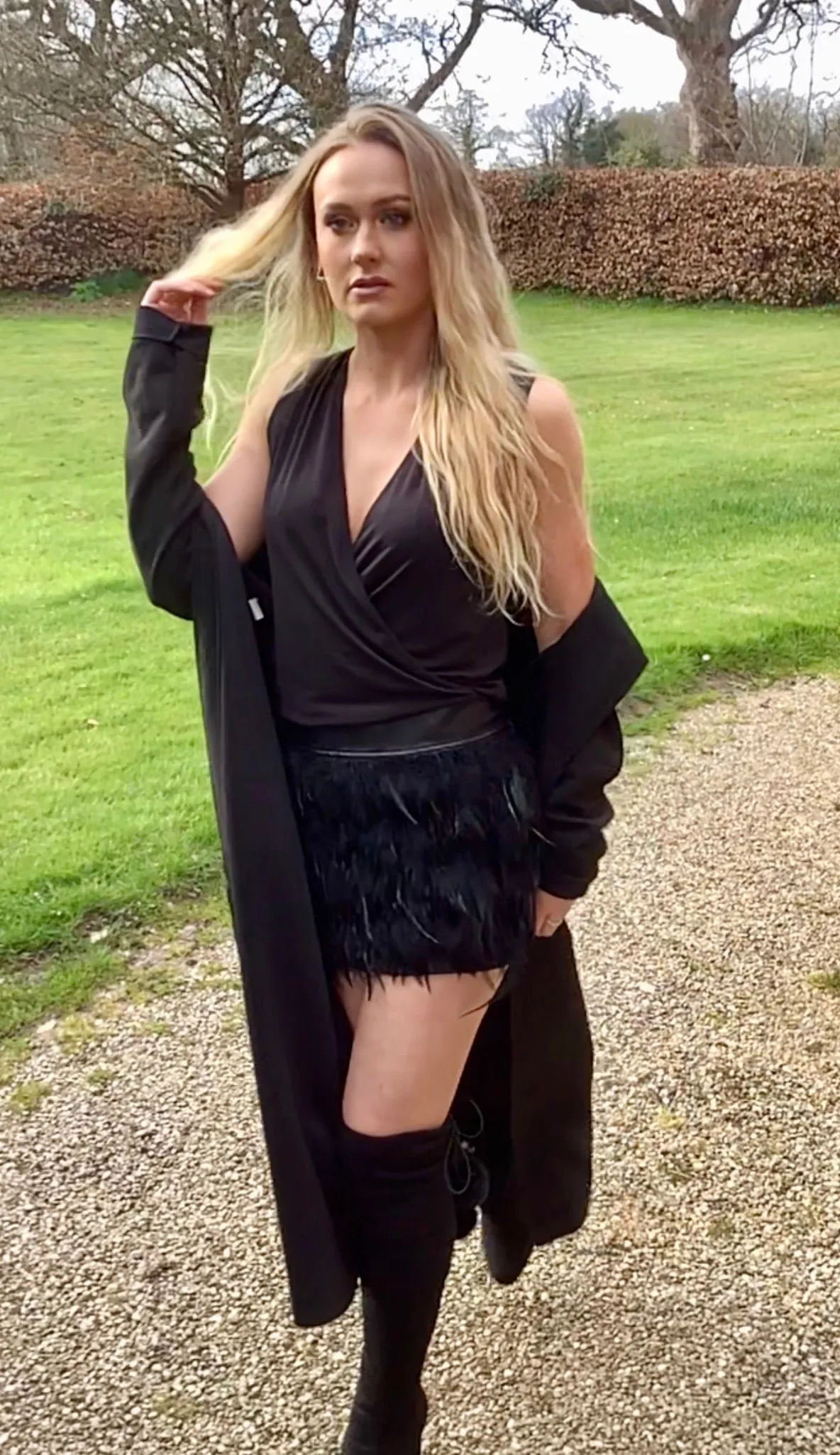 Abito Intero Feather Dress Nero Black by Rinascimento