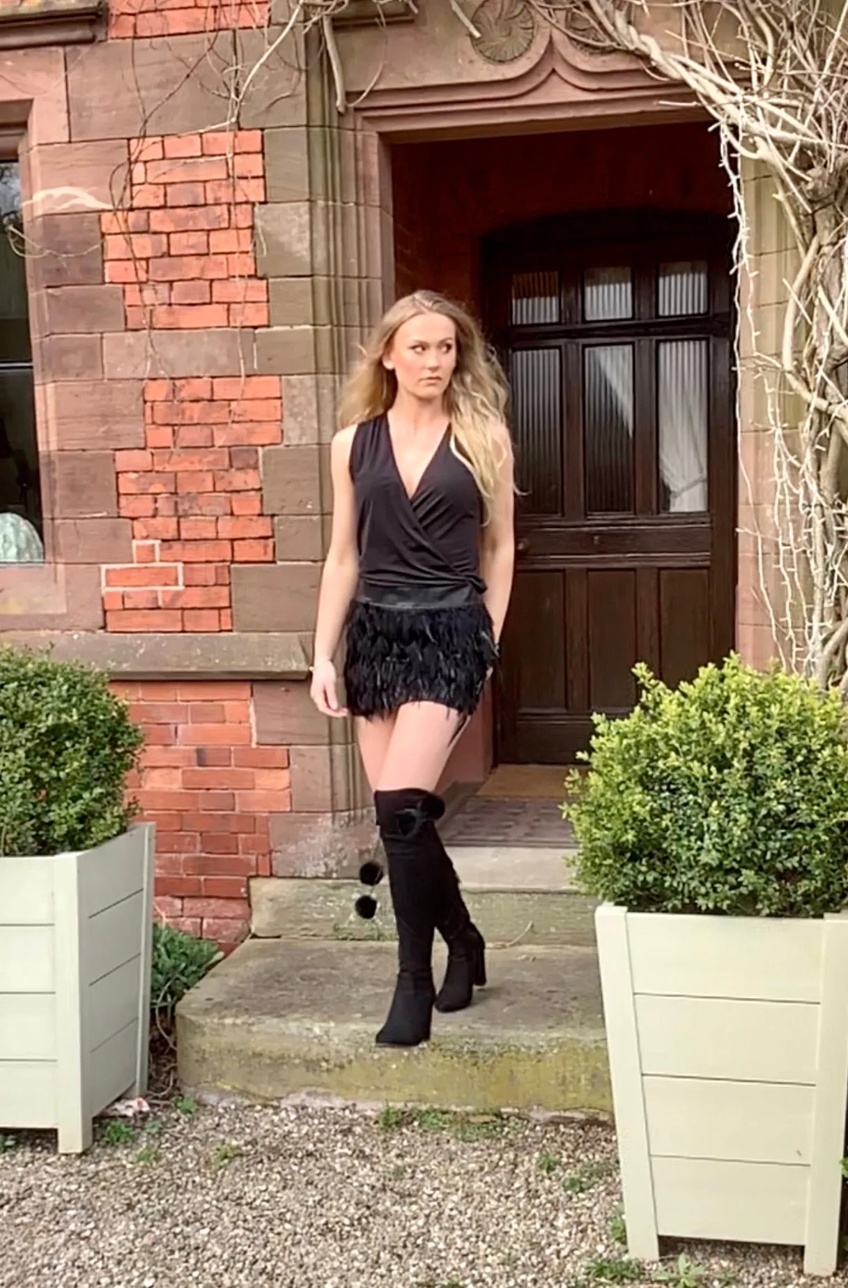 Abito Intero Feather Dress Nero Black by Rinascimento