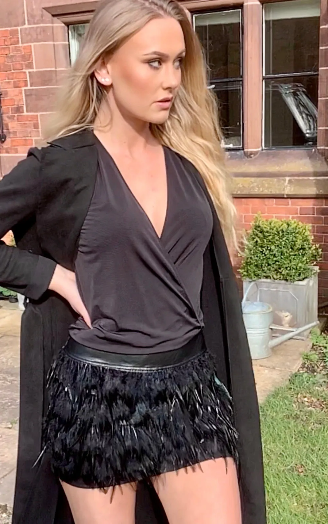 Abito Intero Feather Dress Nero Black by Rinascimento