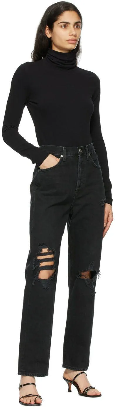 AGOLDE Black 90's Mid-Rise Loose Fit Jeans