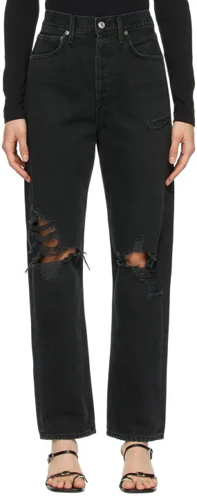 AGOLDE Black 90's Mid-Rise Loose Fit Jeans