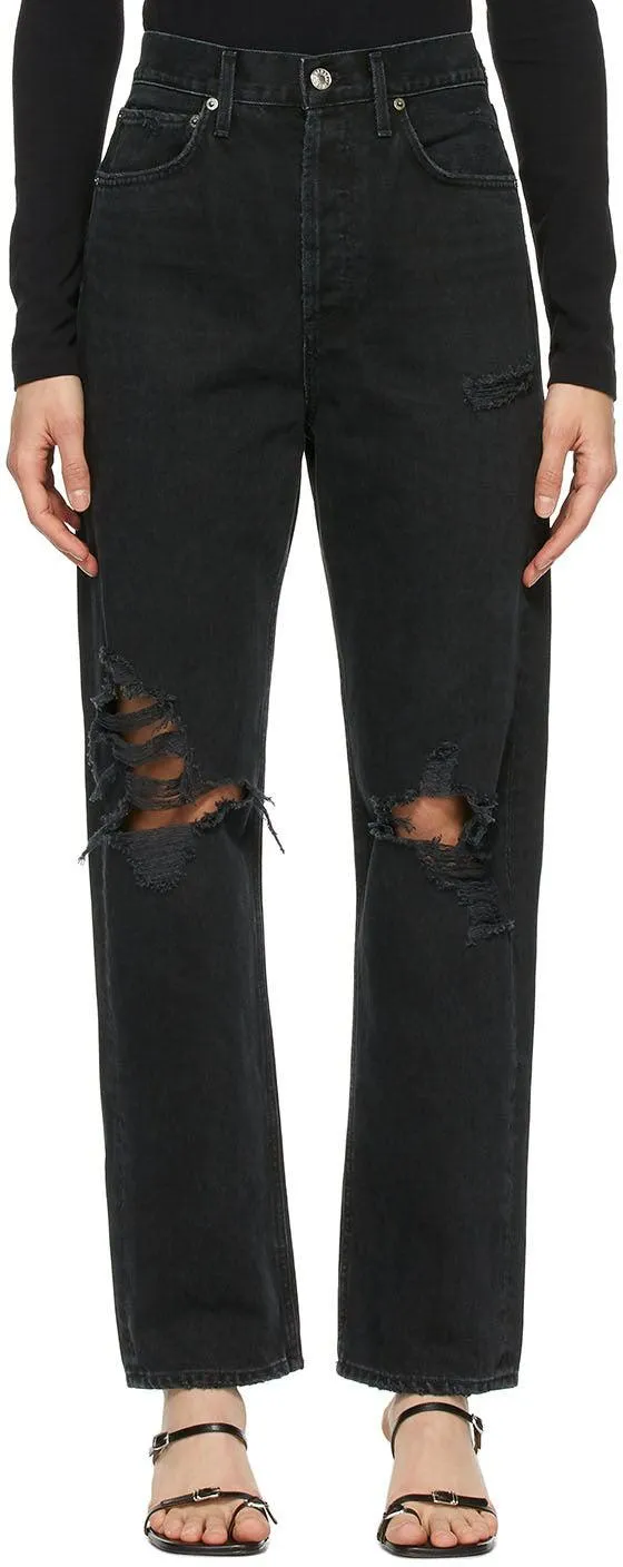 AGOLDE Black 90's Mid-Rise Loose Fit Jeans