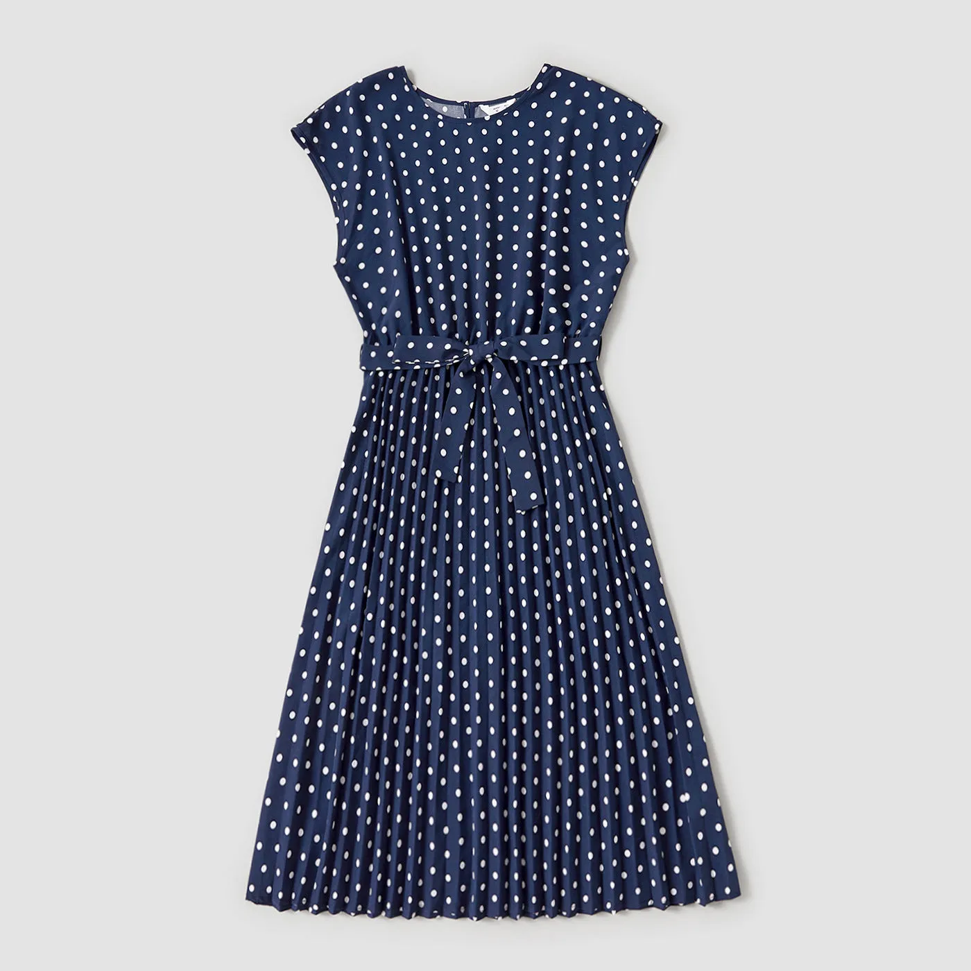 Allover Polka Dots Blue Sleeveless Dress for Mom and Me