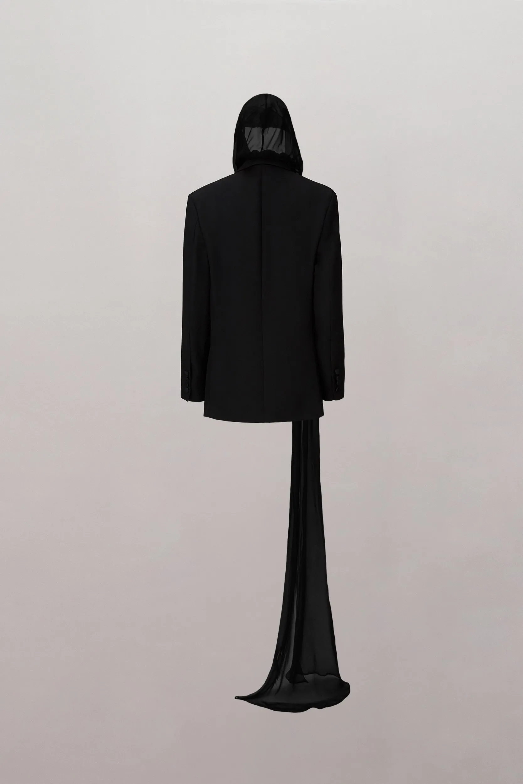 Bella Hooded Blazer - Black/Black Scarf