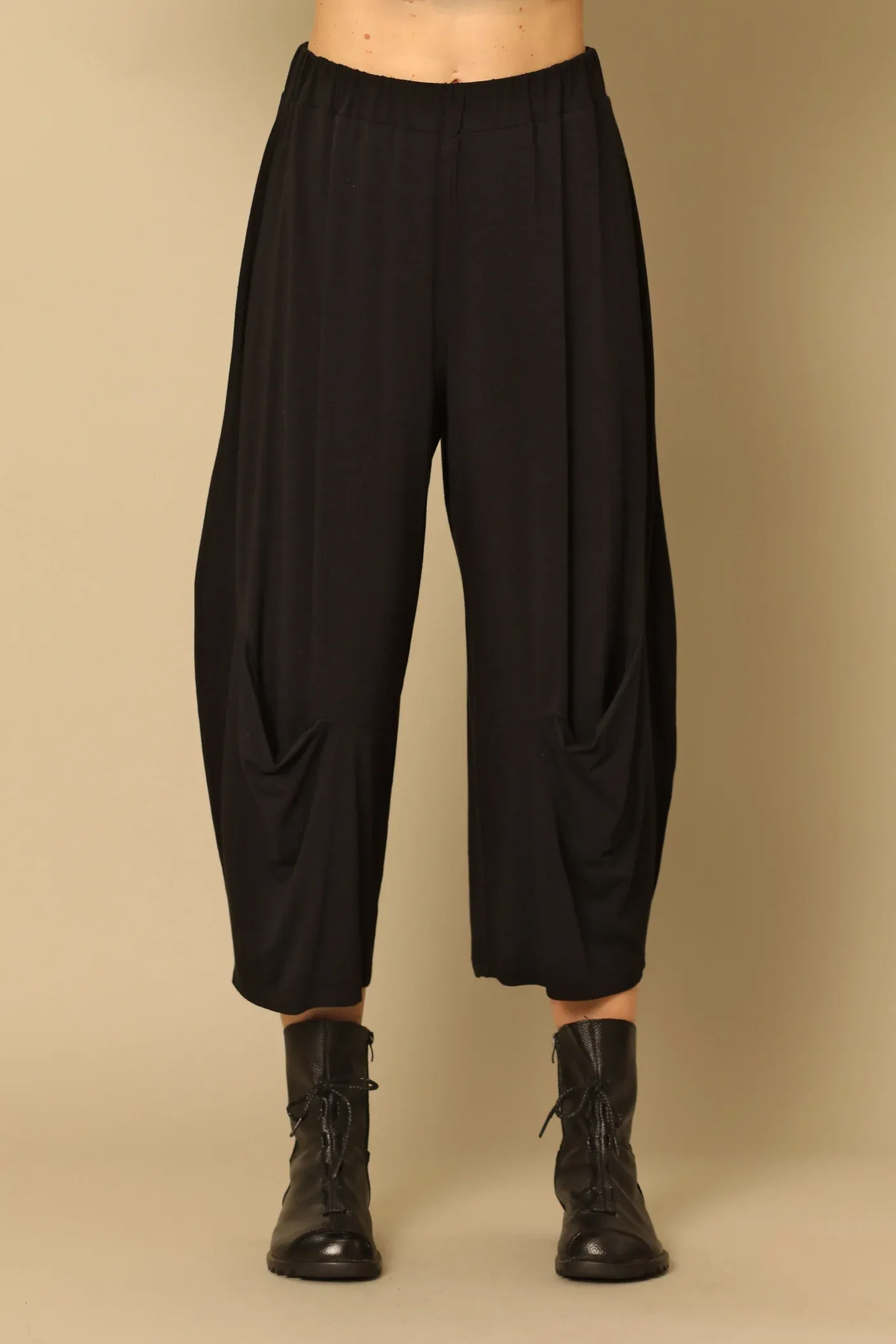 Black Modal Flowy Lucille Crop Pant
