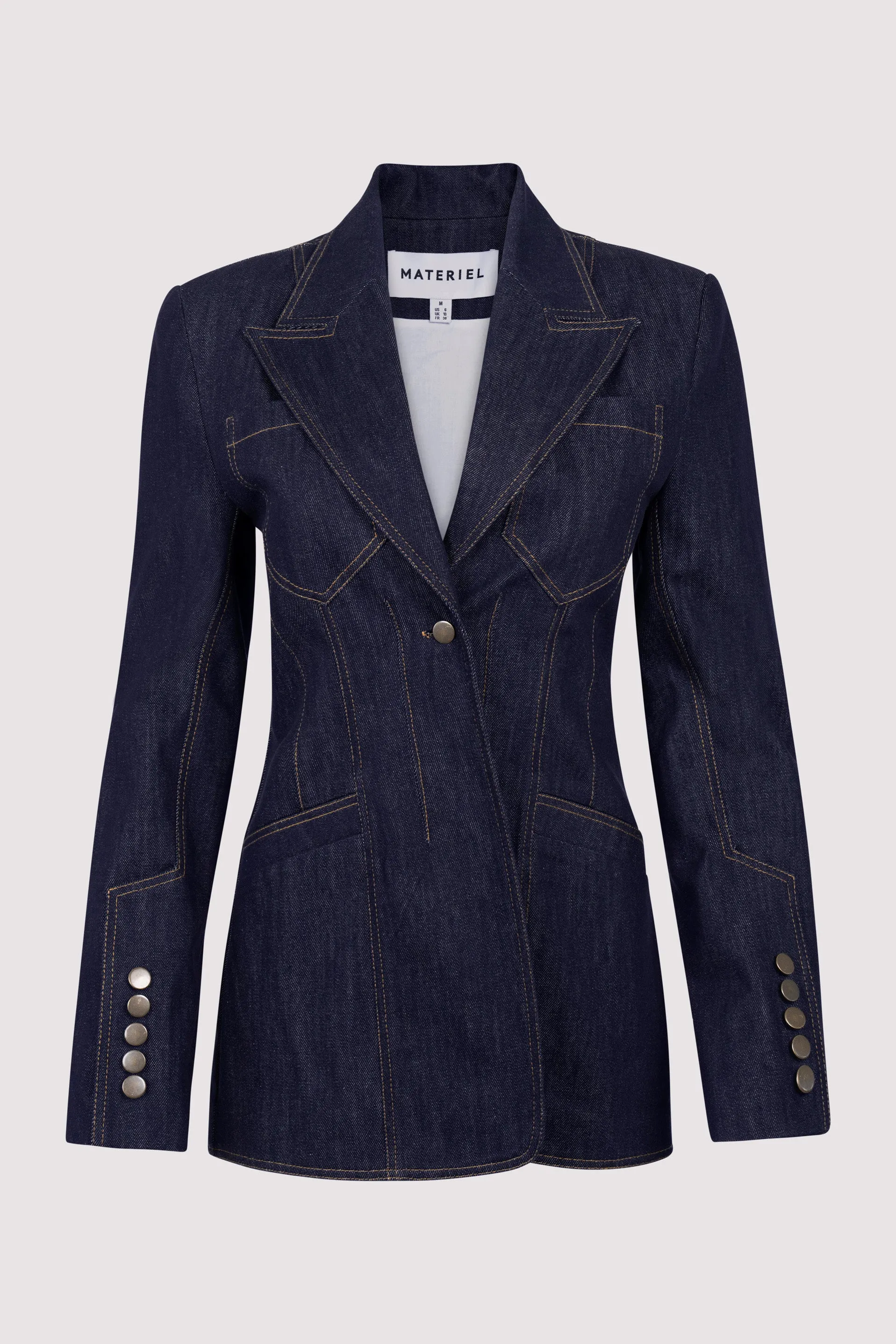 Blue Structured Denim Blazer