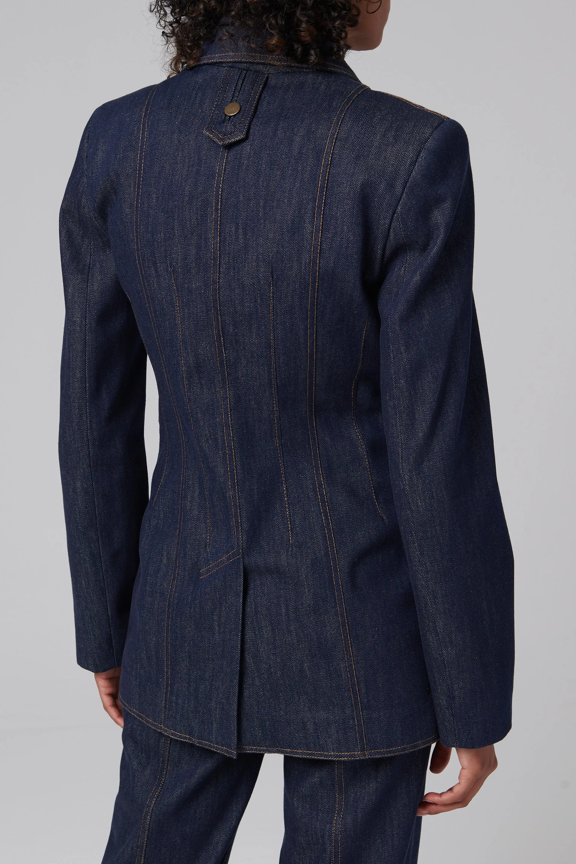 Blue Structured Denim Blazer