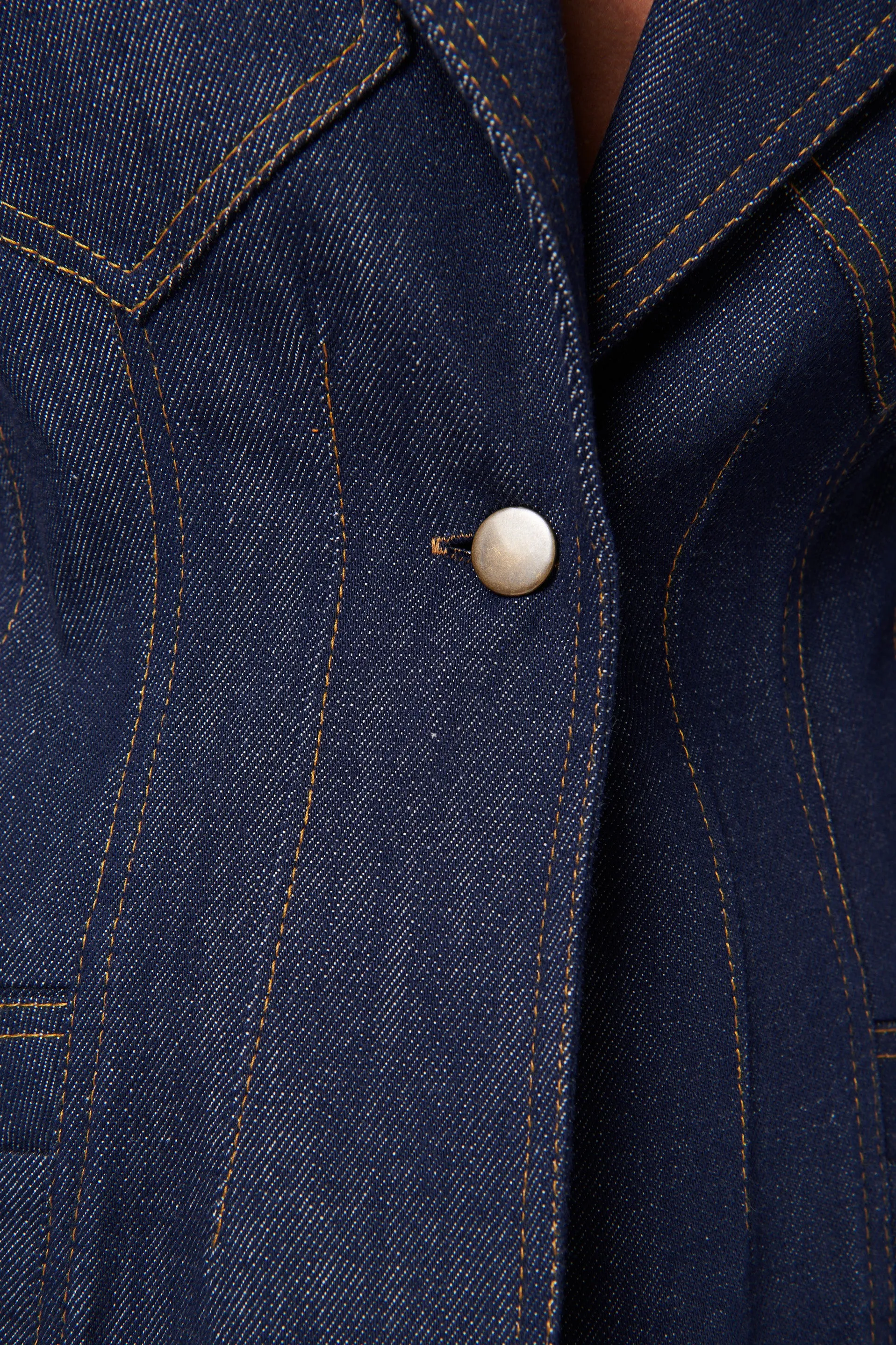 Blue Structured Denim Blazer