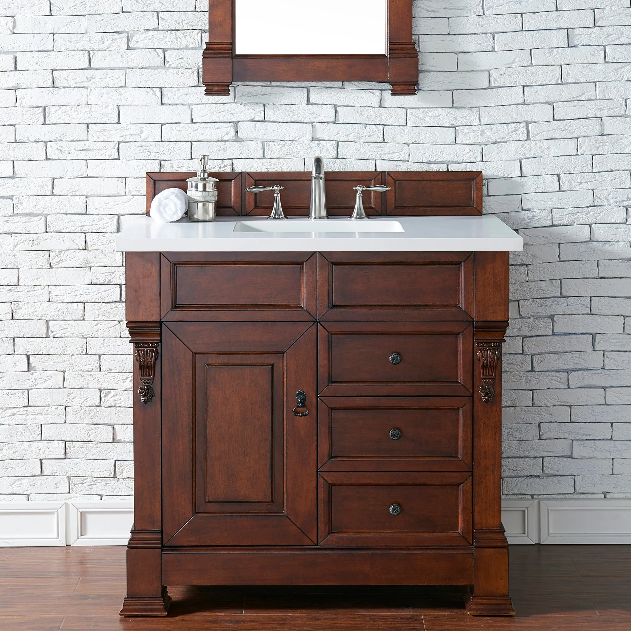Brookfield 36" Single Bathroom Vanity in Warm Cherry
