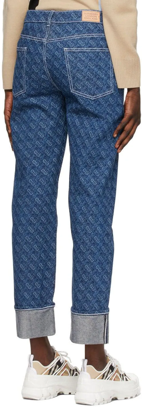 Burberry Blue TB Print Jeans