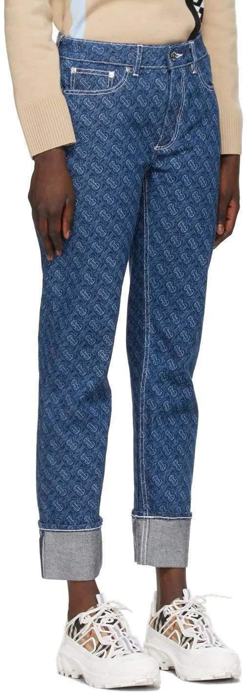 Burberry Blue TB Print Jeans