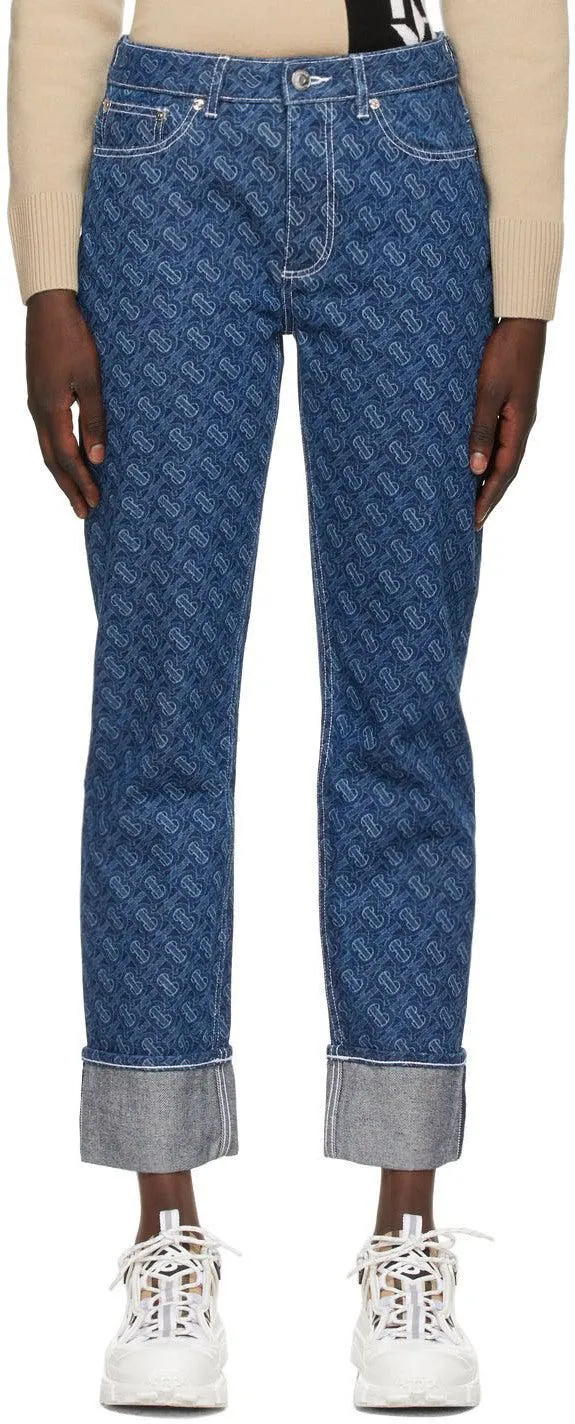 Burberry Blue TB Print Jeans