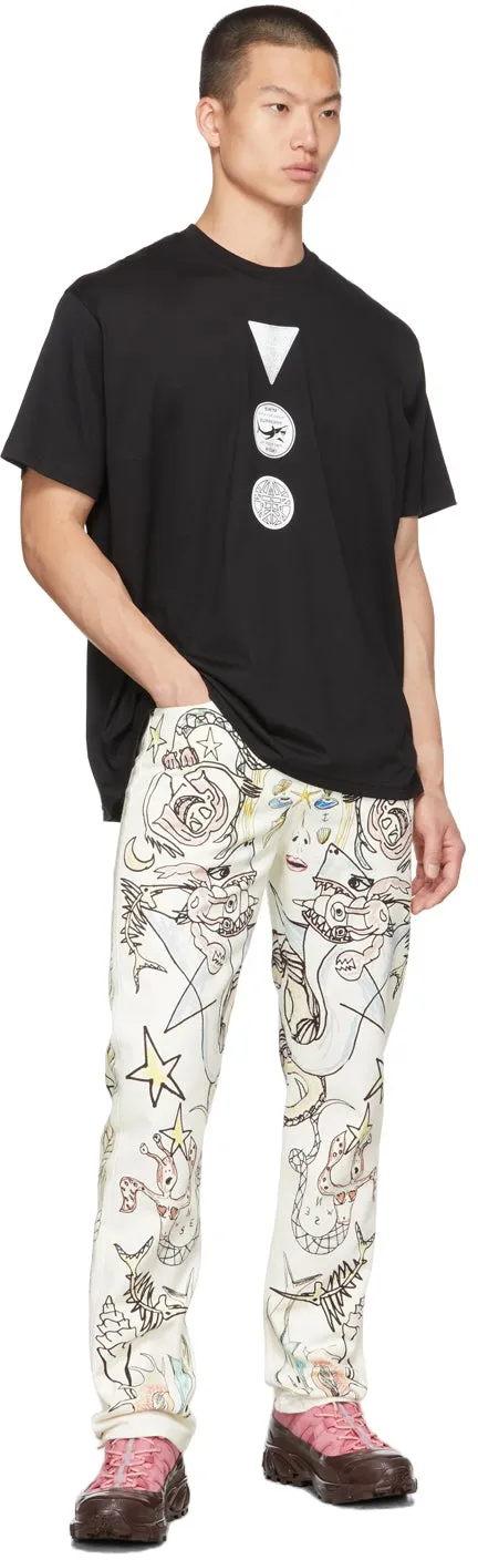 Burberry White Vintage Graphic Jeans