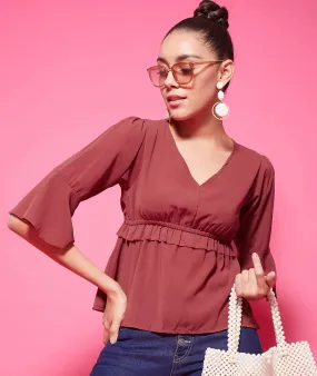 Chimpaaanzee Polyester Regular Tops - Maroon