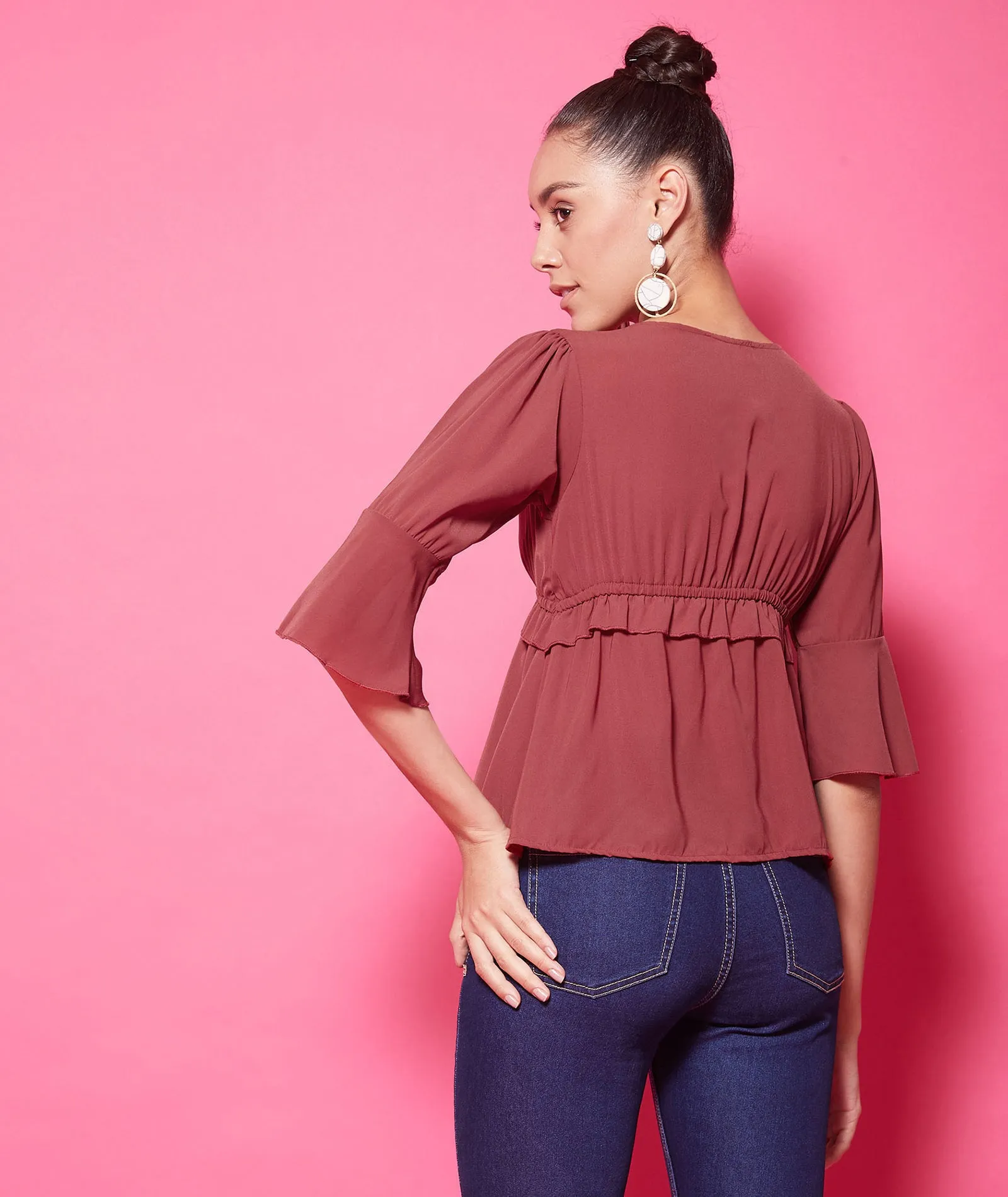 Chimpaaanzee Polyester Regular Tops - Maroon