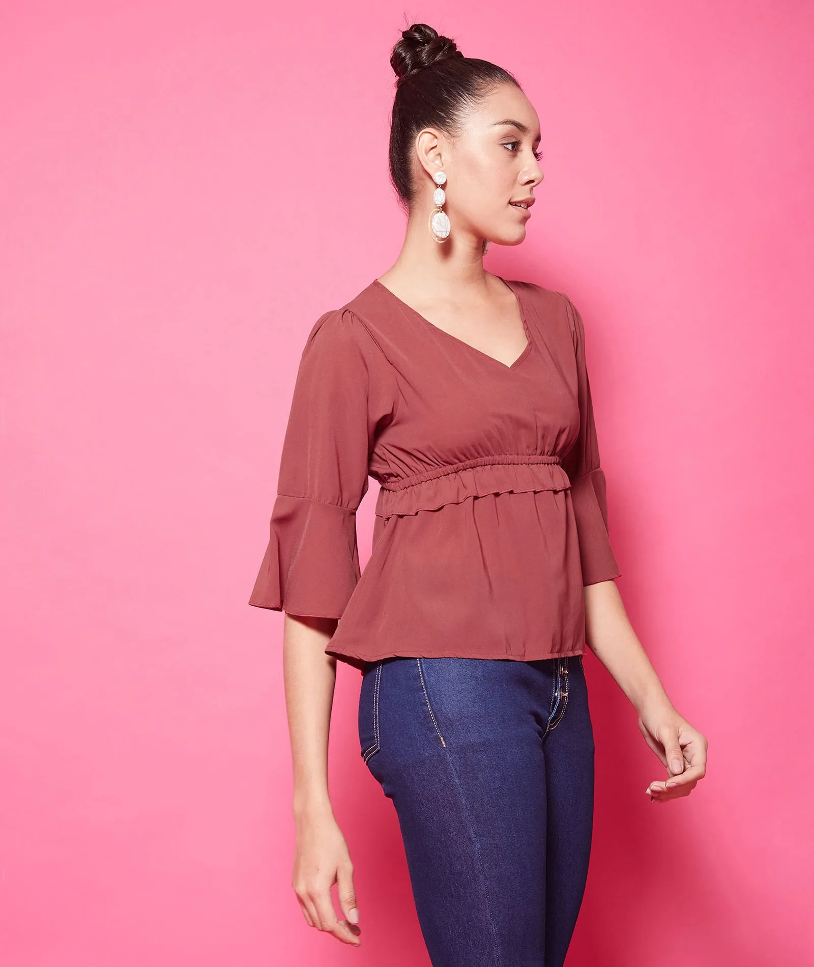 Chimpaaanzee Polyester Regular Tops - Maroon