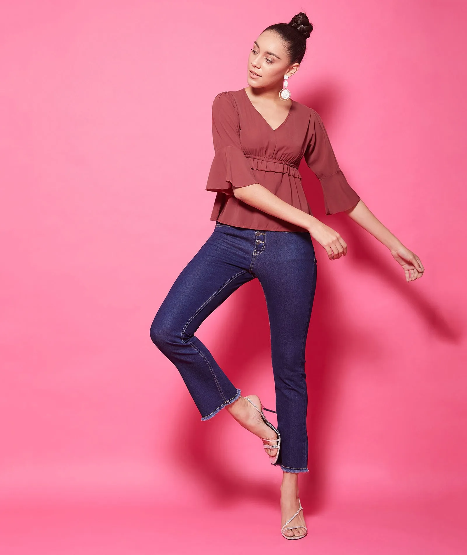 Chimpaaanzee Polyester Regular Tops - Maroon