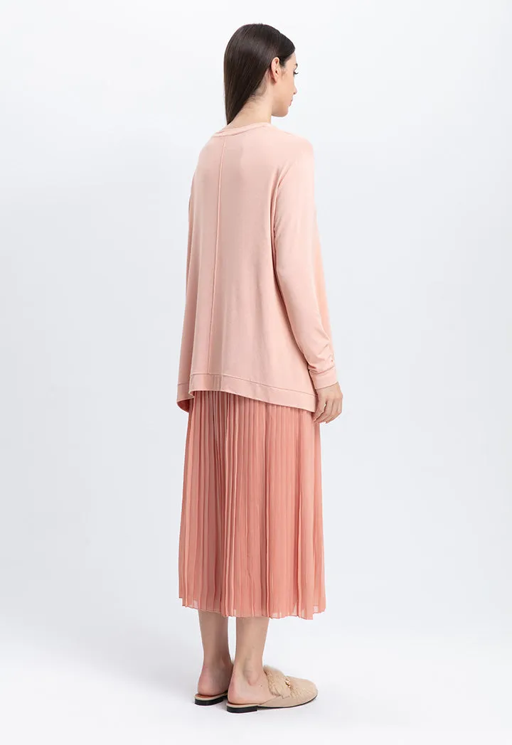 Choice Comfy Knitted Long Sleeve Blouse Apricot