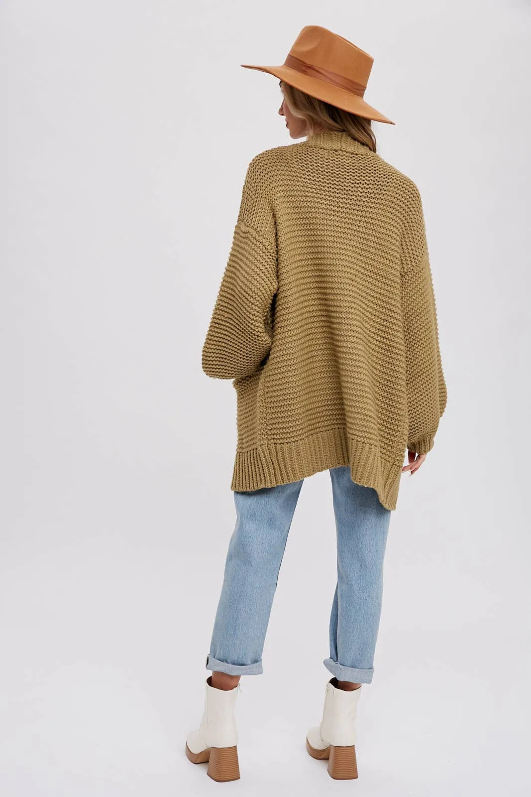 Chunky Cable knit Cardigan-Chocolate