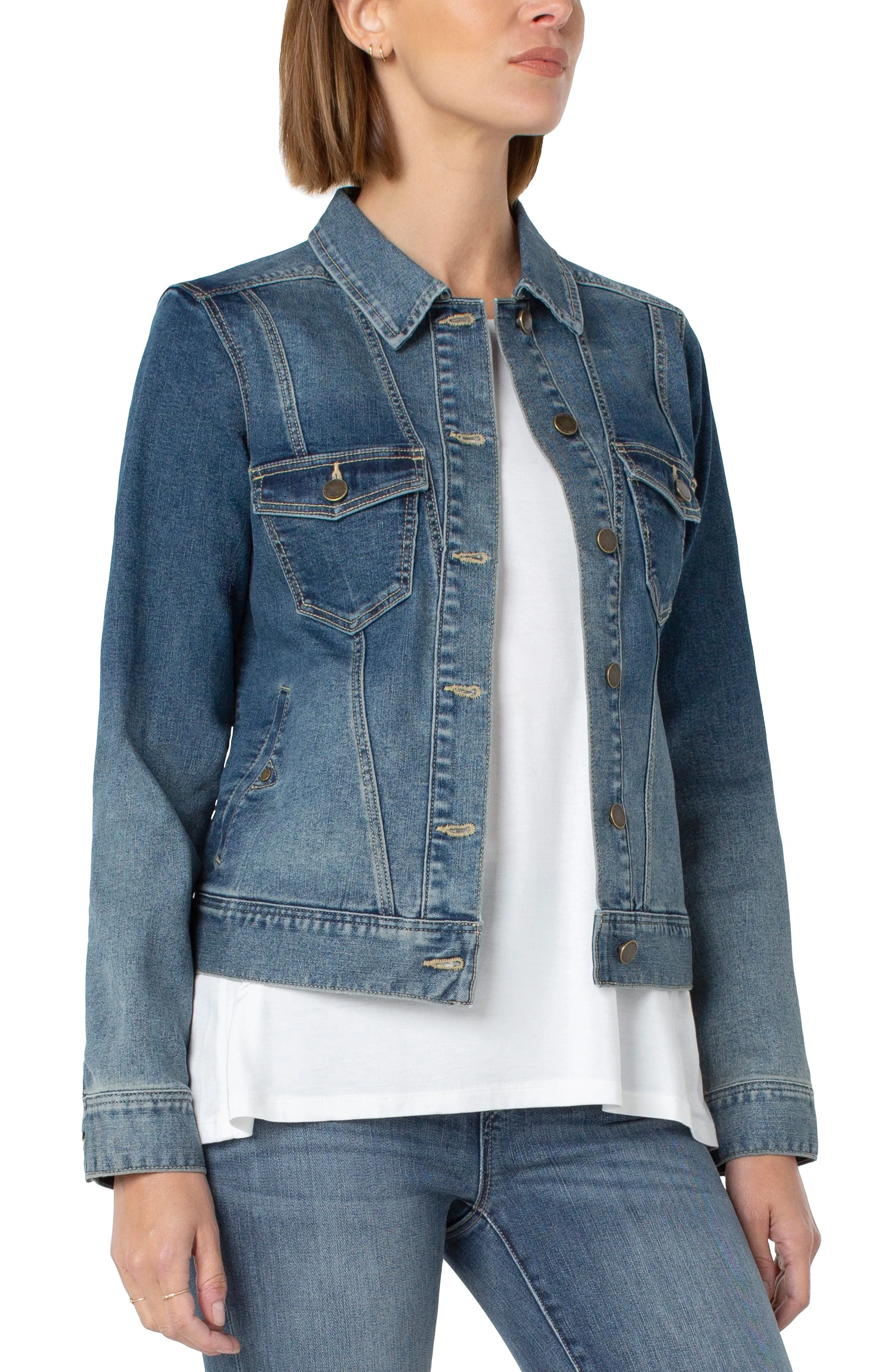Classic Jean Jacket with Angled Seaming