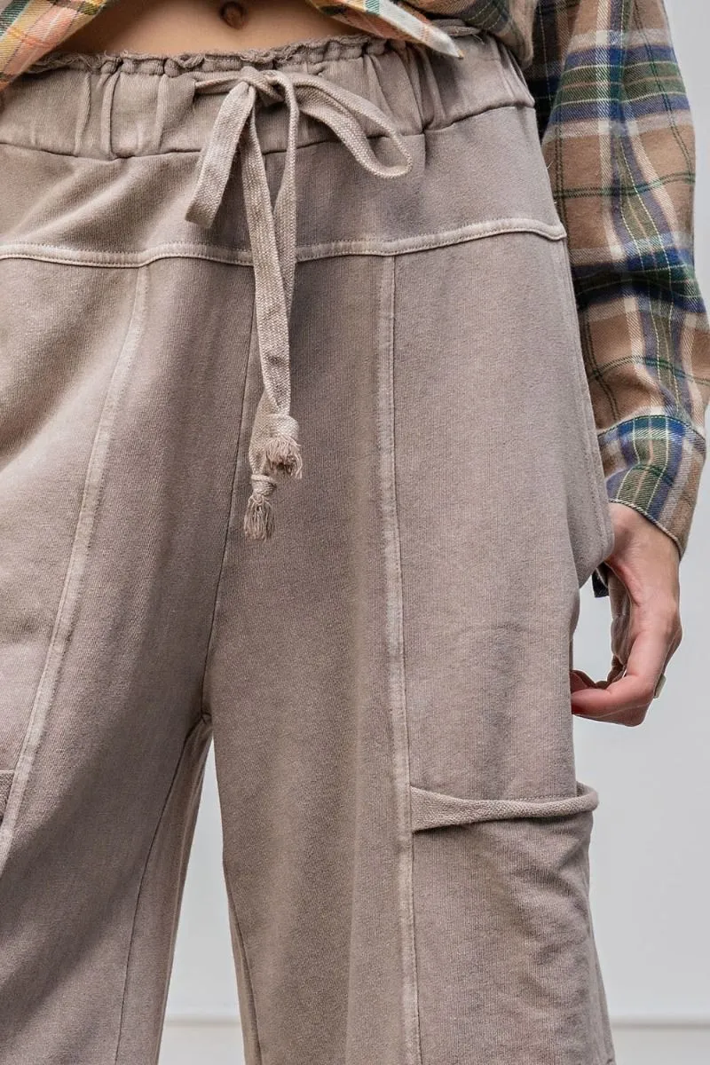 Cookies & Milk Wide Leg Pants- Mushroom