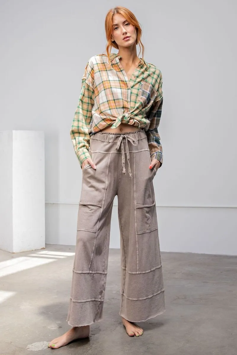 Cookies & Milk Wide Leg Pants- Mushroom