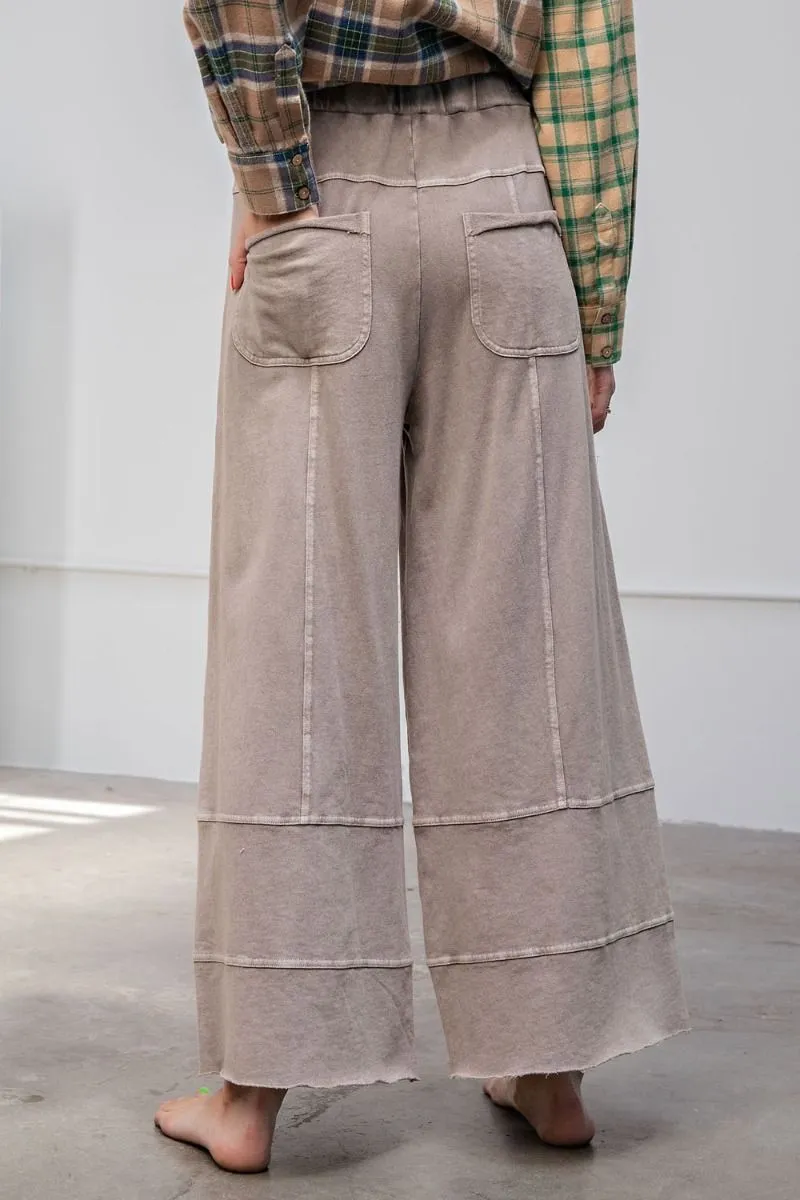 Cookies & Milk Wide Leg Pants- Mushroom
