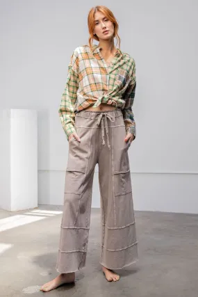 Cookies & Milk Wide Leg Pants- Mushroom