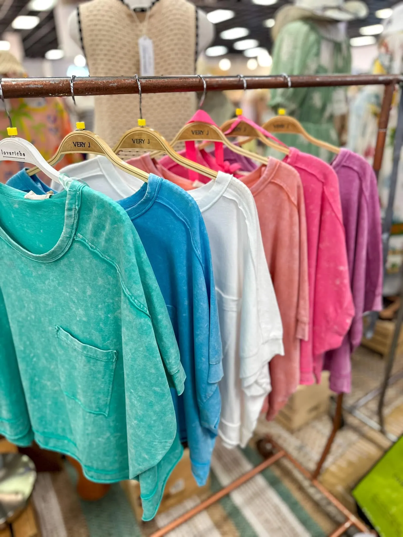 Coral Comfy Acid Washed Relaxed Fit Shoulder Tees