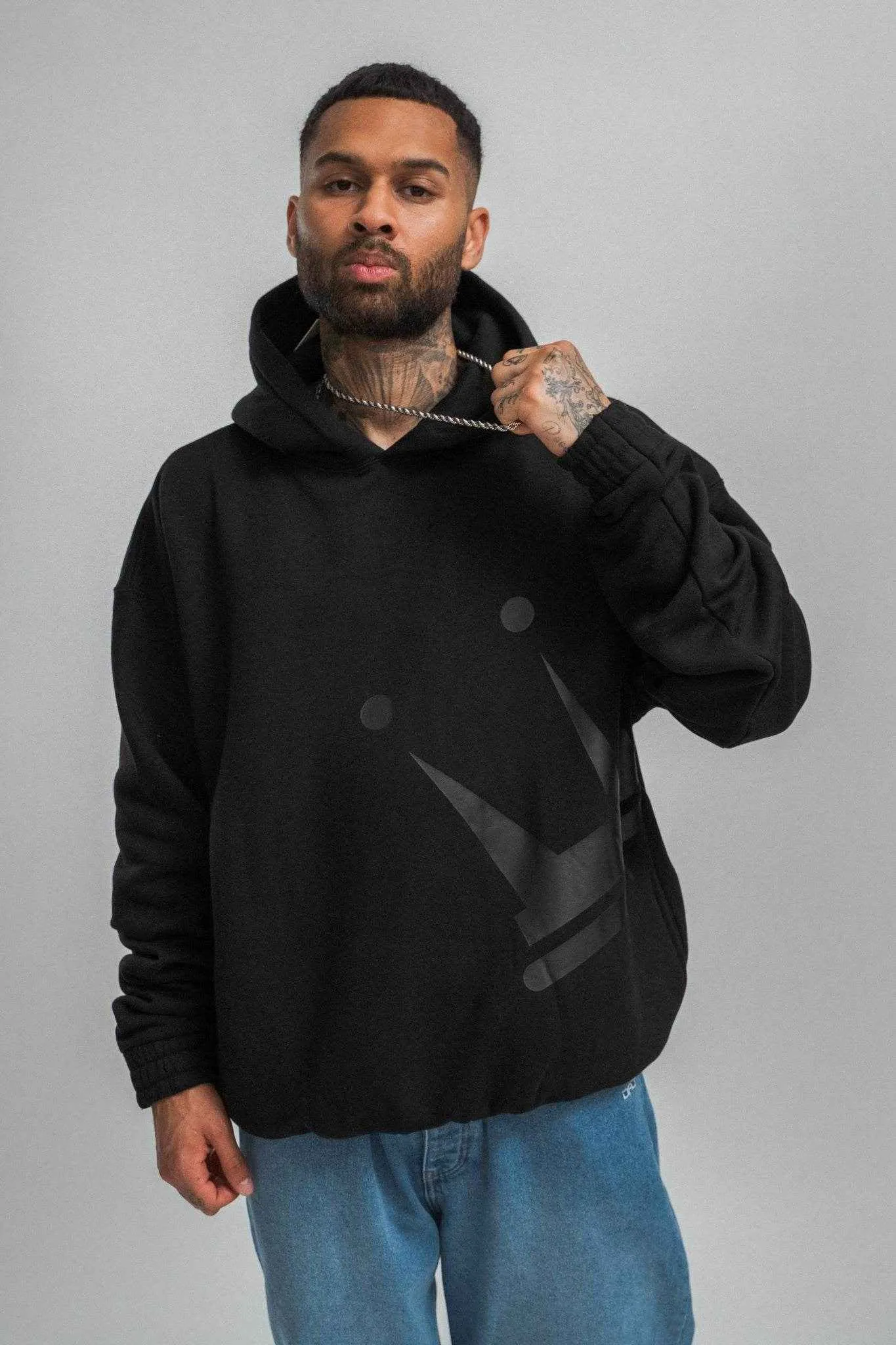 Dada Supreme Big Logo Heavy Hoodie Black Ton in Ton
