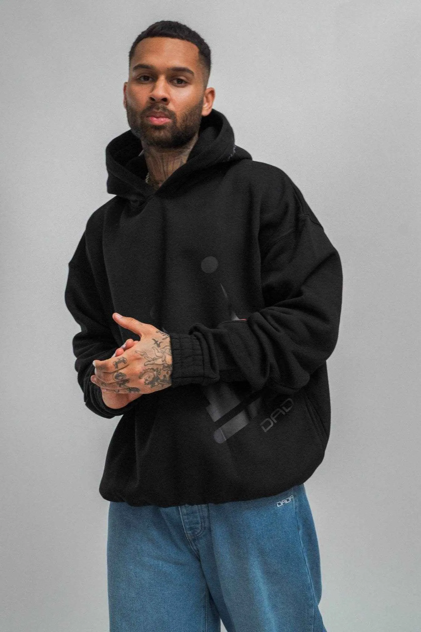 Dada Supreme Big Logo Heavy Hoodie Black Ton in Ton