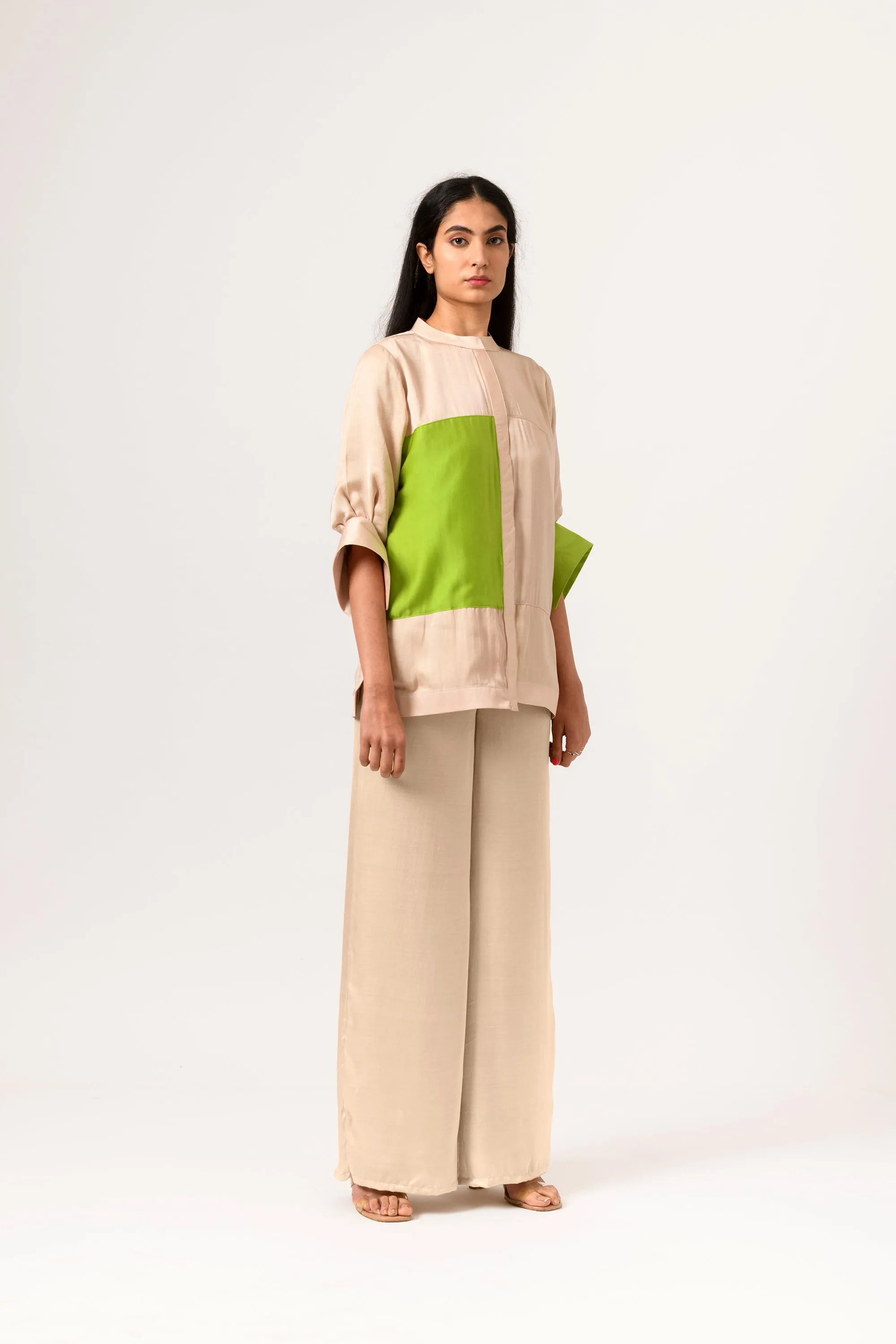 Ecr-Green Blocked Co-ord Set