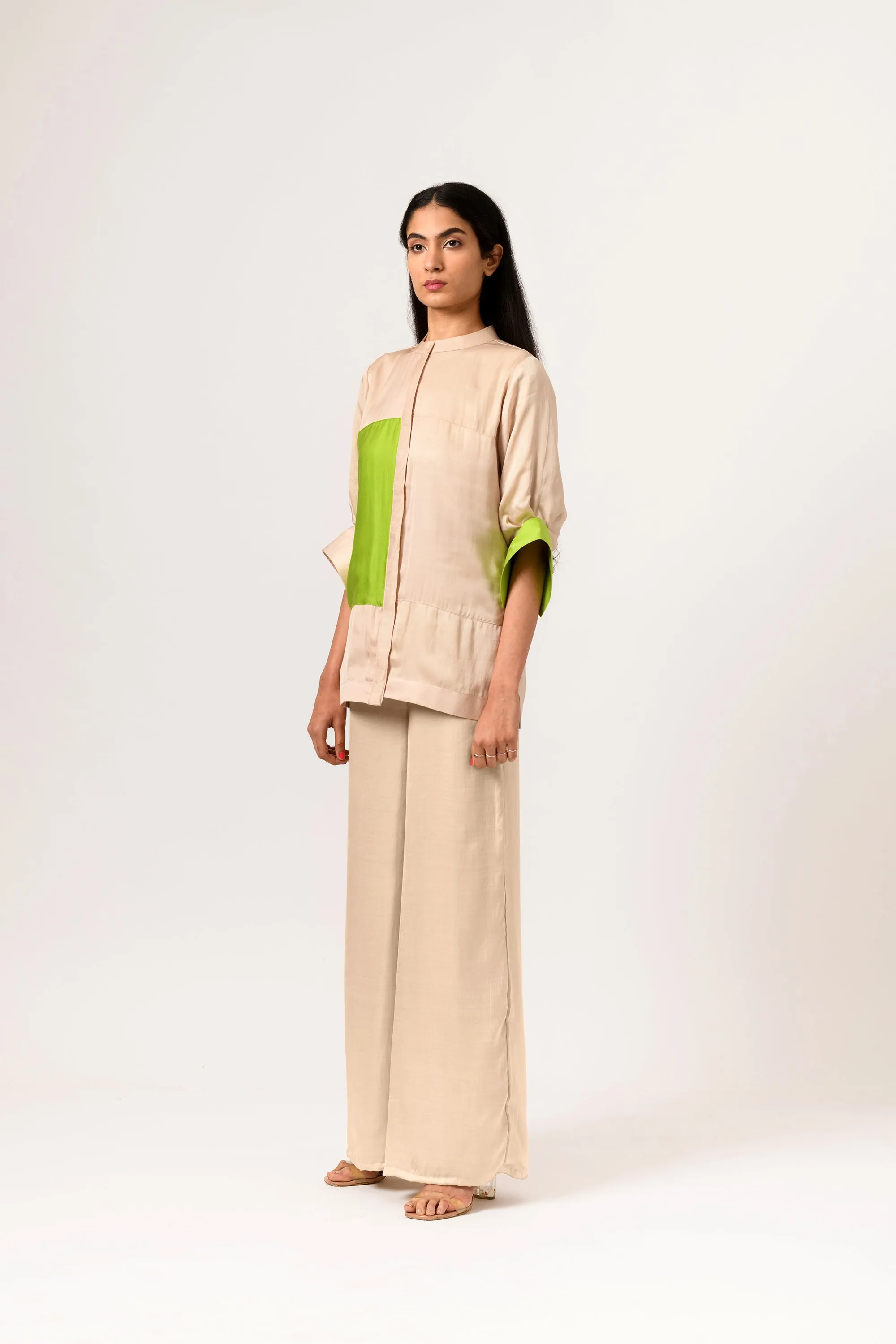 Ecr-Green Blocked Co-ord Set