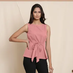 English Rose Warm Cotton Flannel Sleeveless Tie-up Top