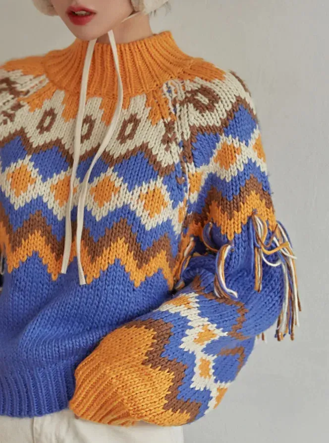Fair Isle Argyle Chunky Knitted Sweaters