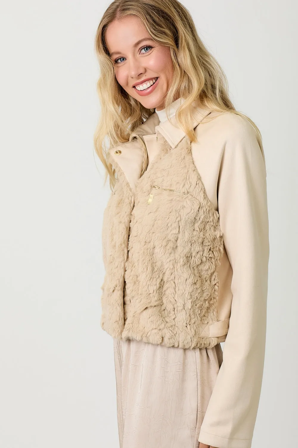 Faux Fur & Suede Crop Jacket - FINAL SALE