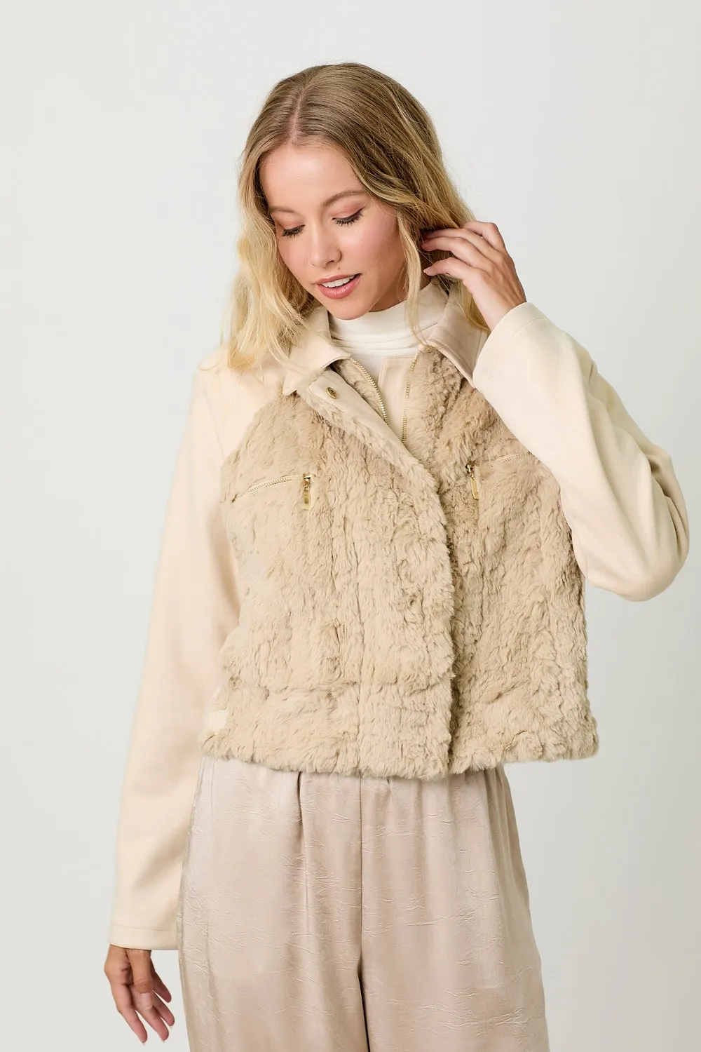 Faux Fur & Suede Crop Jacket - FINAL SALE